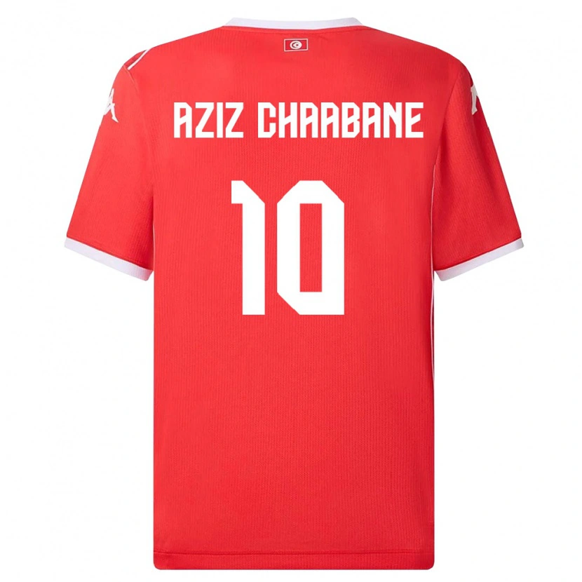 Danxen Pánské Tunisko Mohamed Aziz Chaabane #10 Červená Bílá Domů Hráčské Dresy 26-28 Dres