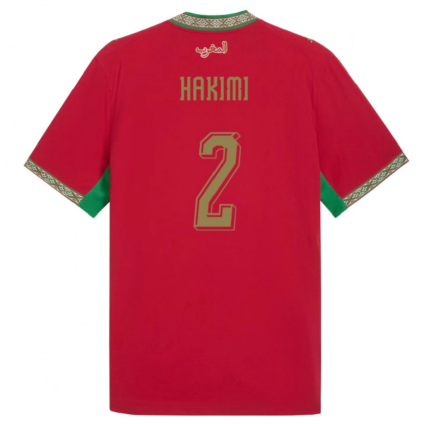 Danxen Pánské Maroko Achraf Hakimi #2 Červená Zelená Bílá Domů Hráčské Dresy 26-28 Dres