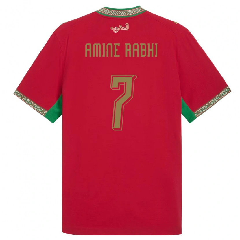 Danxen Pánské Maroko Mohamed Amine Rabhi #7 Červená Zelená Bílá Domů Hráčské Dresy 26-28 Dres