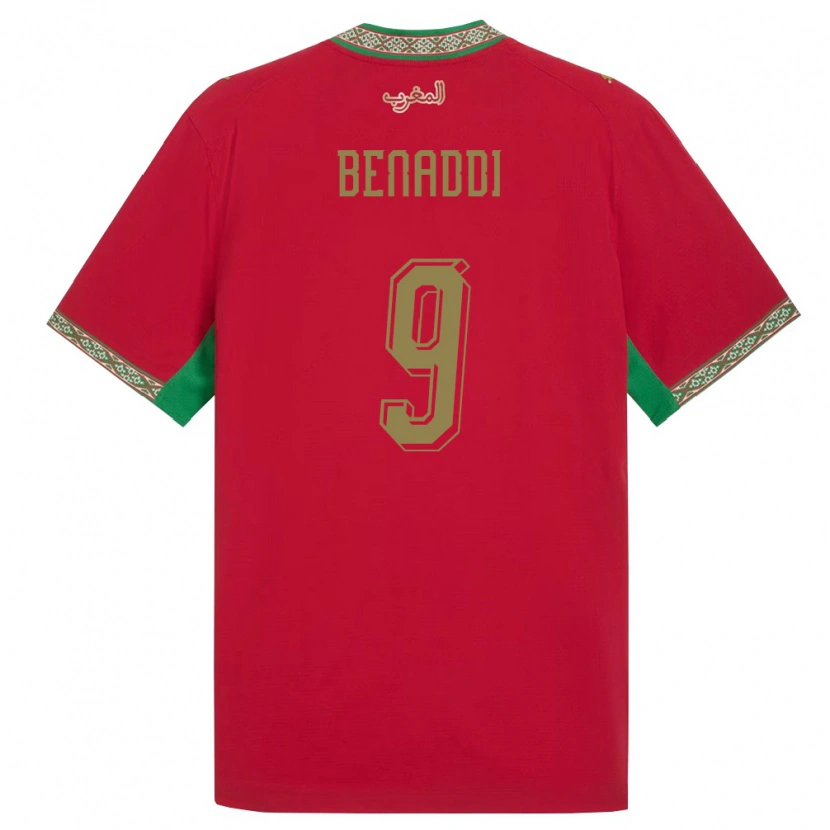 Danxen Pánské Maroko Ziad Benaddi #9 Červená Zelená Bílá Domů Hráčské Dresy 26-28 Dres
