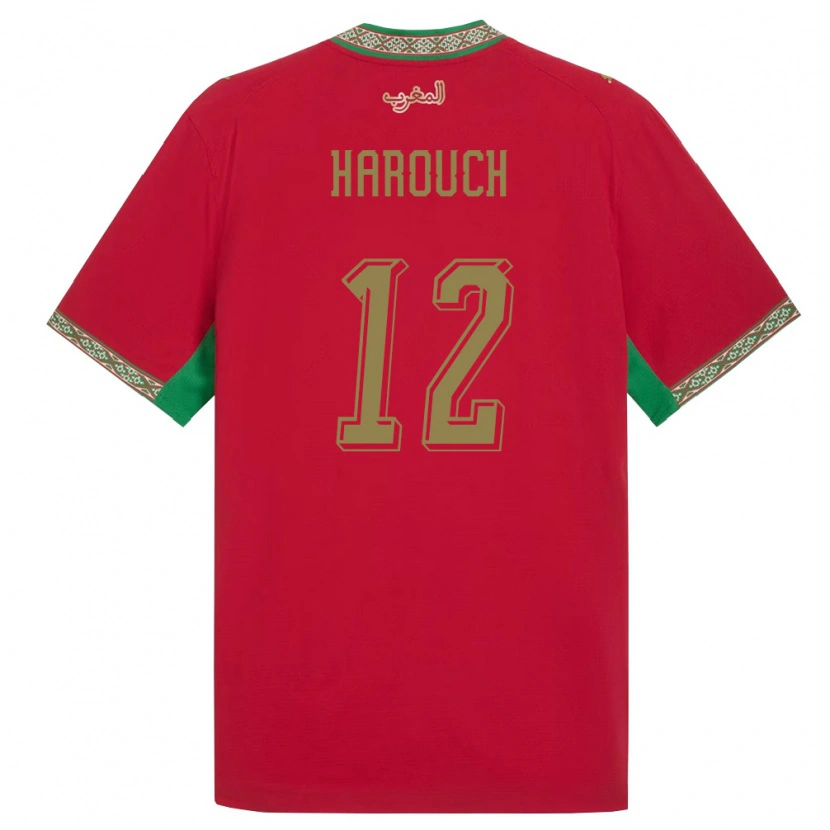 Danxen Pánské Maroko Mohamed Harouch #12 Červená Zelená Bílá Domů Hráčské Dresy 26-28 Dres