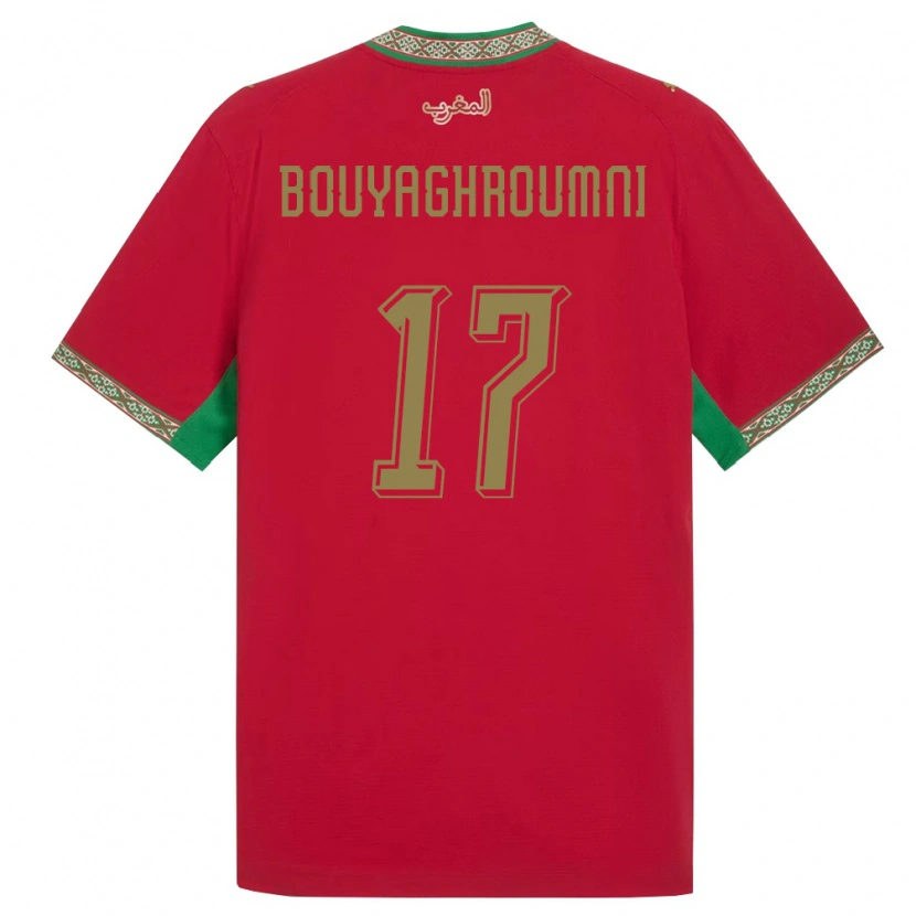 Danxen Pánské Maroko Jaafar Bouyaghroumni #17 Červená Zelená Bílá Domů Hráčské Dresy 26-28 Dres