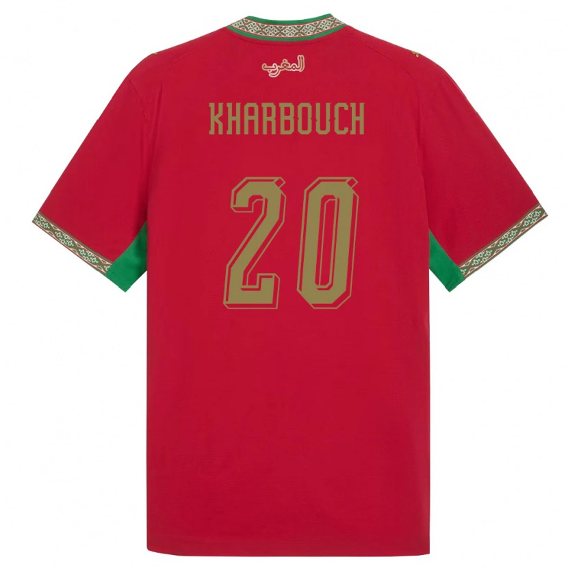 Danxen Pánské Maroko Yahya Kharbouch #20 Červená Zelená Bílá Domů Hráčské Dresy 26-28 Dres