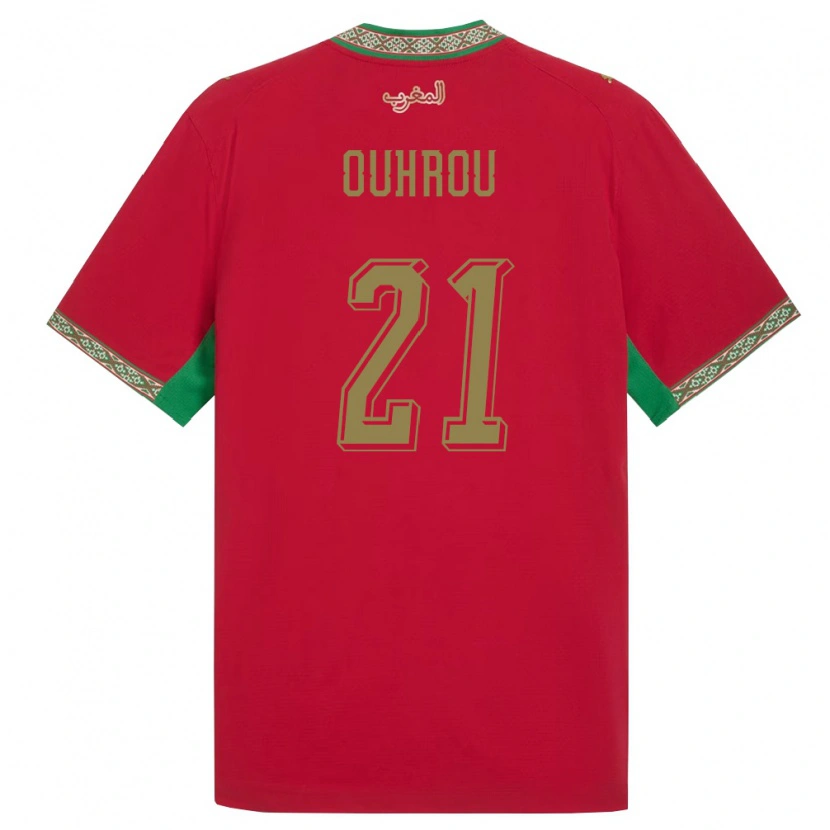 Danxen Pánské Maroko Marouane Ouhrou #21 Červená Zelená Bílá Domů Hráčské Dresy 26-28 Dres