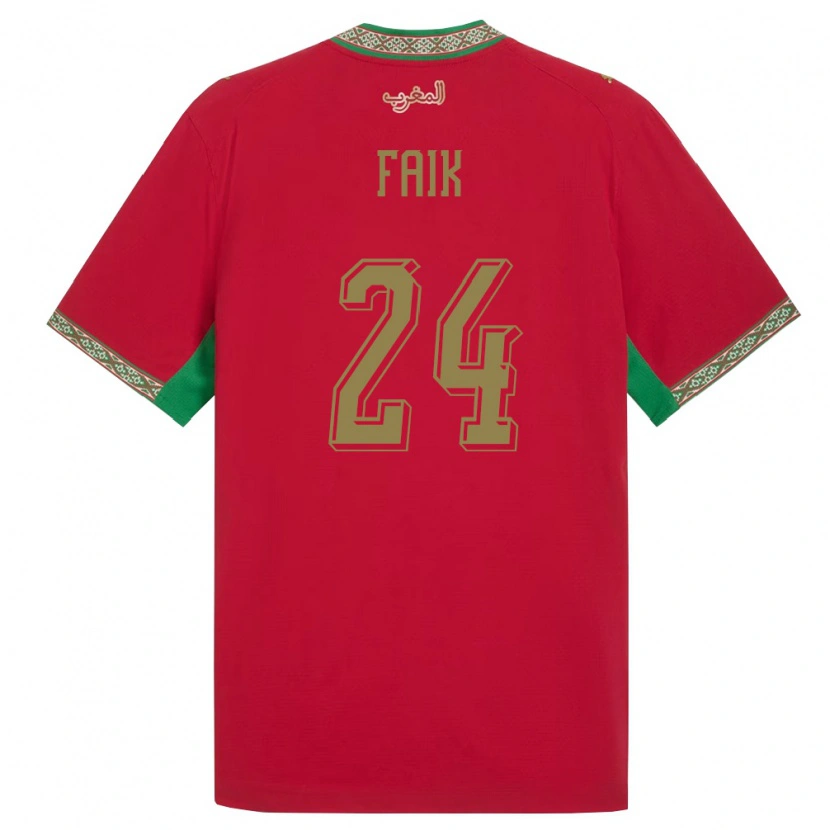 Danxen Pánské Maroko Ibrahim Faik #24 Červená Zelená Bílá Domů Hráčské Dresy 26-28 Dres