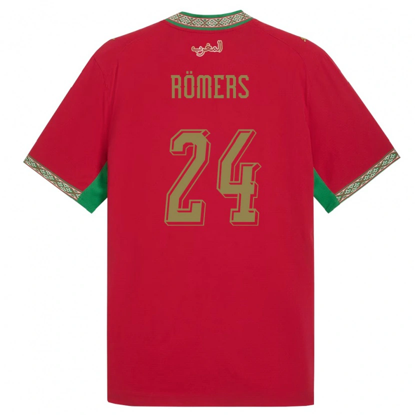 Danxen Pánské Maroko Arian Römers #24 Červená Zelená Bílá Domů Hráčské Dresy 26-28 Dres