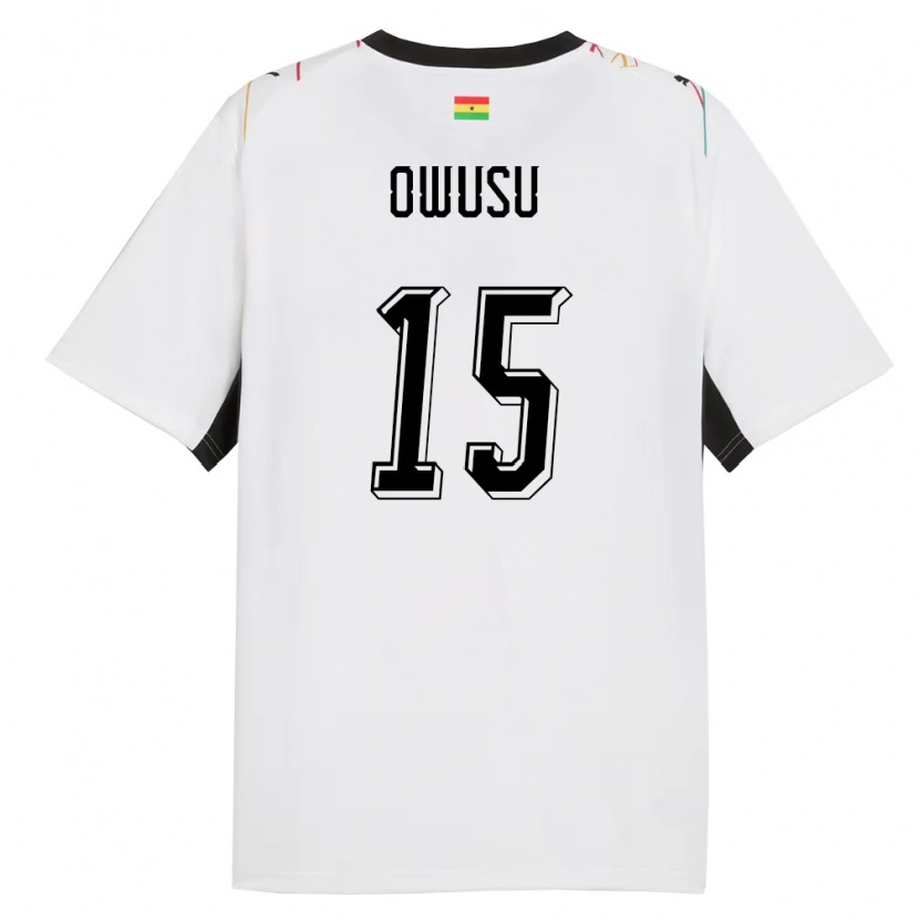 Danxen Pánské Ghana Elisha Owusu #15 Bílá Černá Žlutá Domů Hráčské Dresy 26-28 Dres