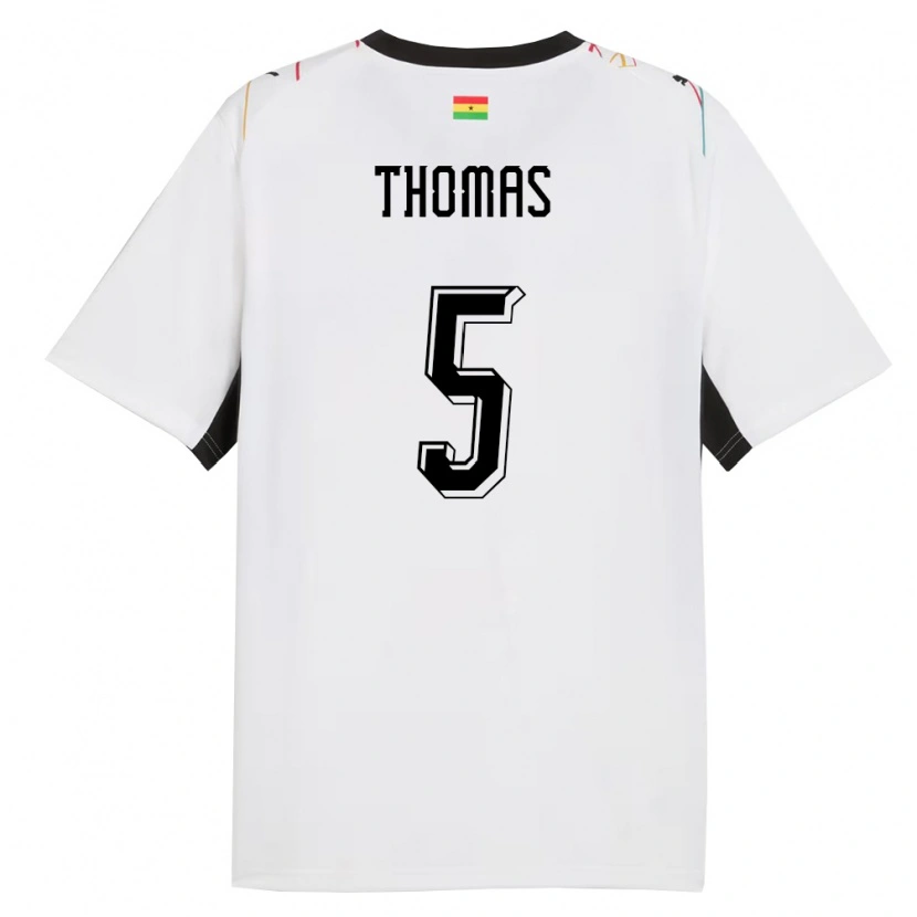 Danxen Pánské Ghana Thomas Partey #5 Bílá Černá Žlutá Domů Hráčské Dresy 26-28 Dres