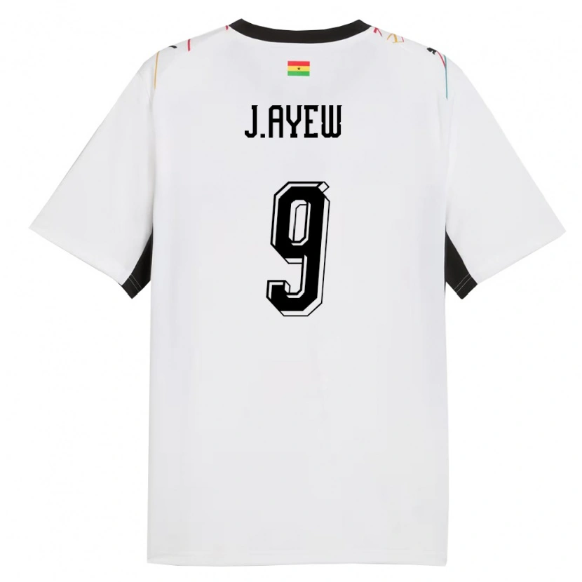 Danxen Pánské Ghana Jordan Ayew #9 Bílá Černá Žlutá Domů Hráčské Dresy 26-28 Dres
