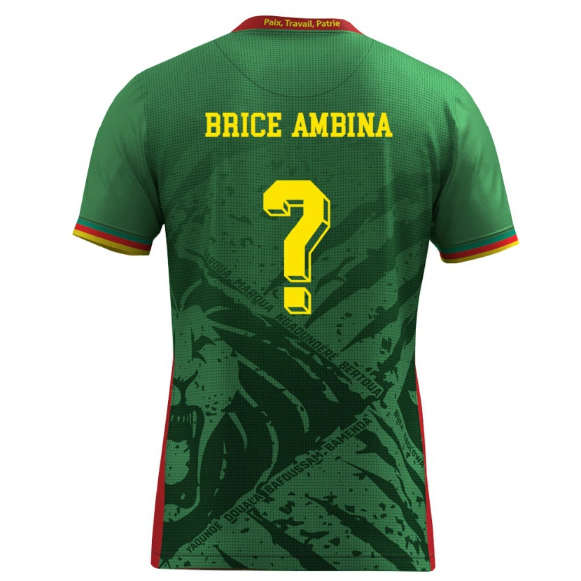 Danxen Pánské Kamerun Fidel Brice Ambina #0 Zelená Žlutá Červená Domů Hráčské Dresy 26-28 Dres