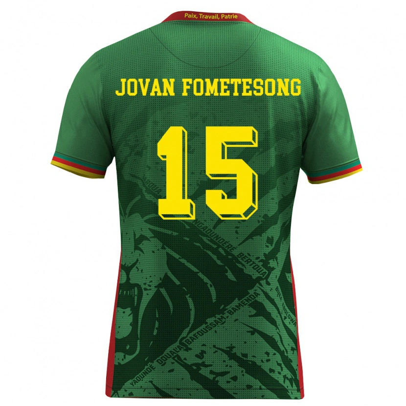 Danxen Pánské Kamerun Ralph Jovan Fometesong #15 Zelená Žlutá Červená Domů Hráčské Dresy 26-28 Dres