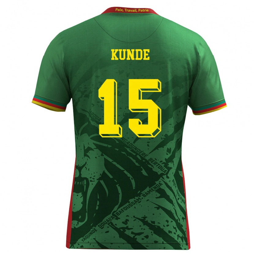 Danxen Pánské Kamerun Pierre Kunde Malong #15 Zelená Žlutá Červená Domů Hráčské Dresy 26-28 Dres
