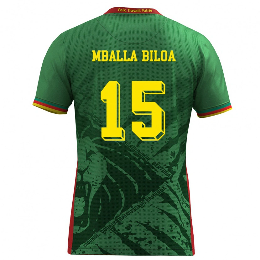 Danxen Pánské Kamerun Jules Victor Mballa Biloa #15 Zelená Žlutá Červená Domů Hráčské Dresy 26-28 Dres