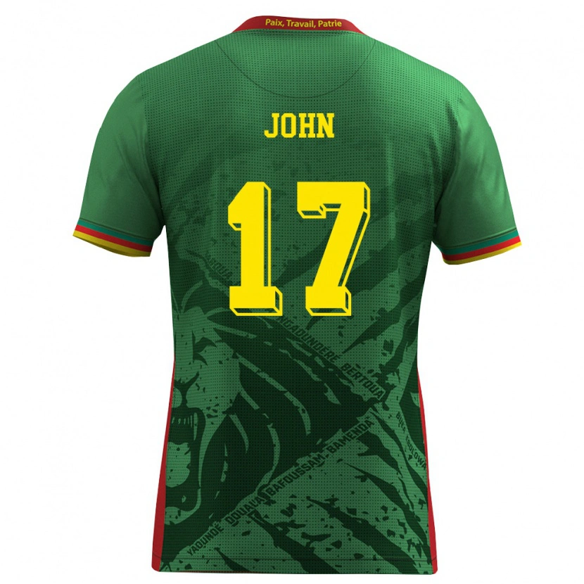 Danxen Pánské Kamerun Nchindo John #17 Zelená Žlutá Červená Domů Hráčské Dresy 26-28 Dres