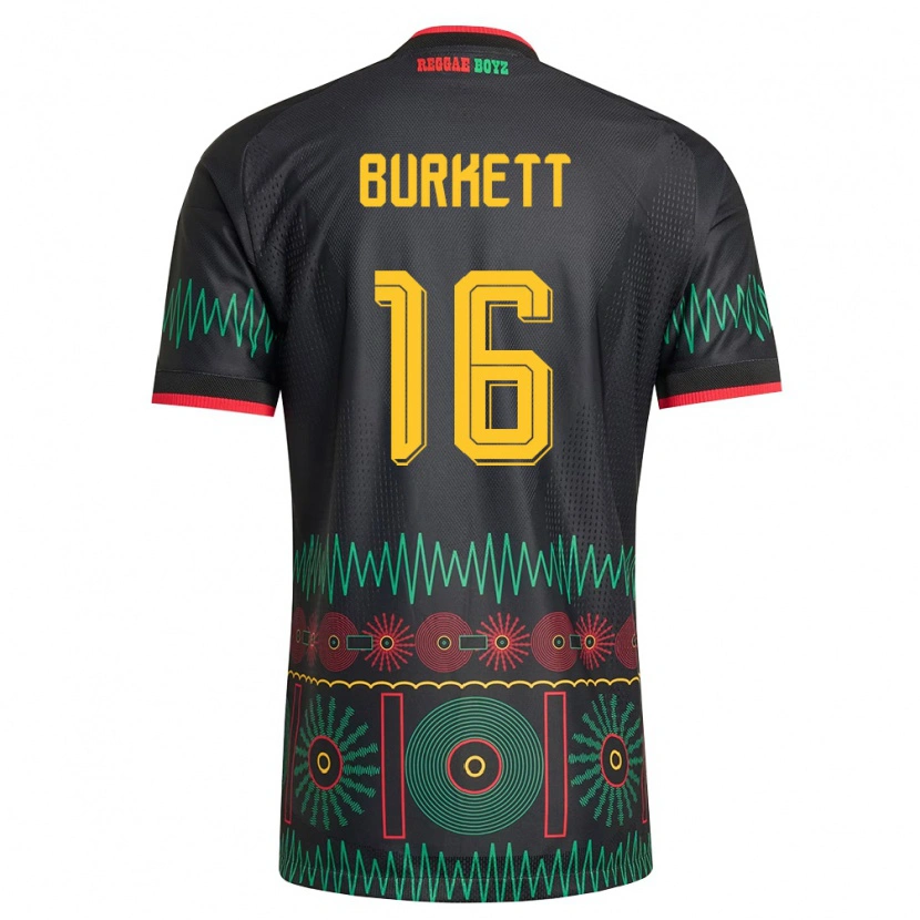 Danxen Pánské Jamajka Brian Burkett #16 Černá Červená Žlutá Daleko Hráčské Dresy 26-28 Dres