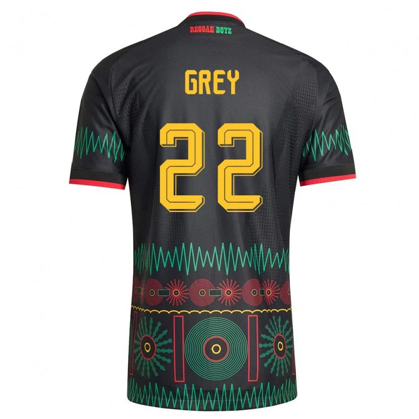 Danxen Pánské Jamajka Mireya Grey #22 Černá Červená Žlutá Daleko Hráčské Dresy 26-28 Dres