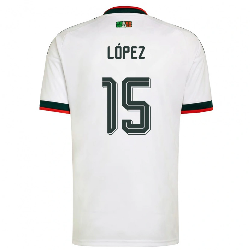 Danxen Pánské Mexiko Everardo Lopez #15 Bílá Vínová Zelená Daleko Hráčské Dresy 26-28 Dres