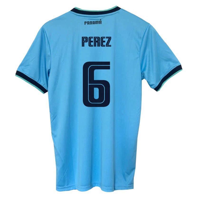 Danxen Pánské Panama Blas Pérez Jr. #6 Nebeská Modrá Černá Daleko Hráčské Dresy 26-28 Dres