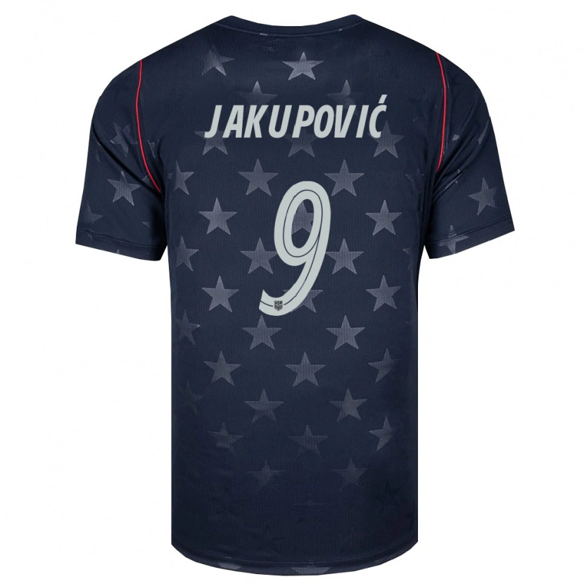 Danxen Pánské Spojené Státy Americké Malik Jakupović #9 Černá Bílá Červená Daleko Hráčské Dresy 26-28 Dres