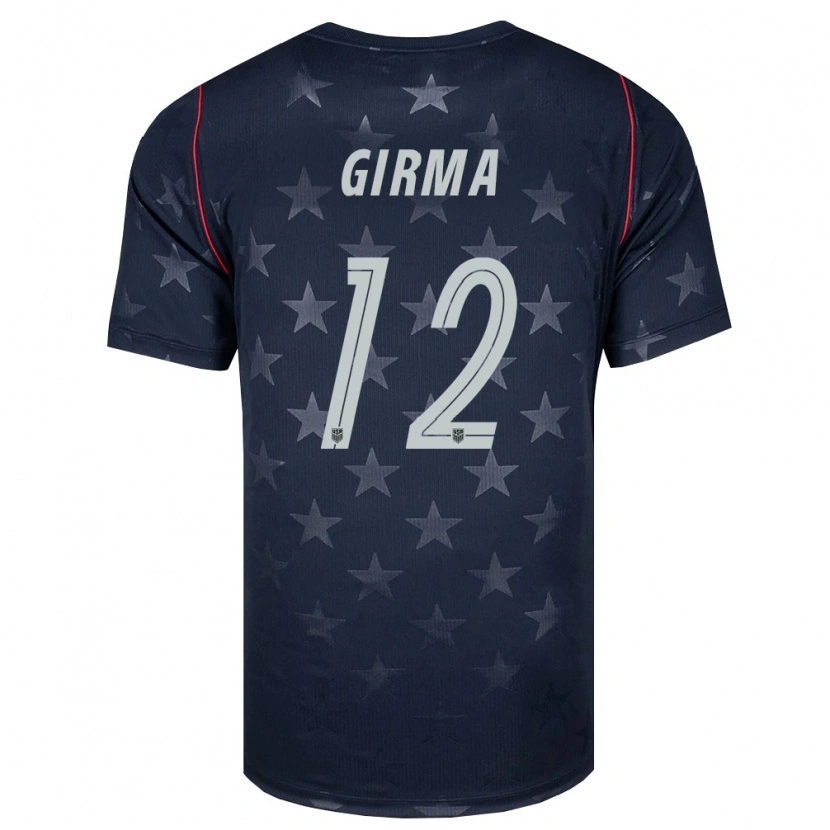 Danxen Pánské Spojené Státy Americké Naomi Girma #12 Černá Bílá Červená Daleko Hráčské Dresy 26-28 Dres