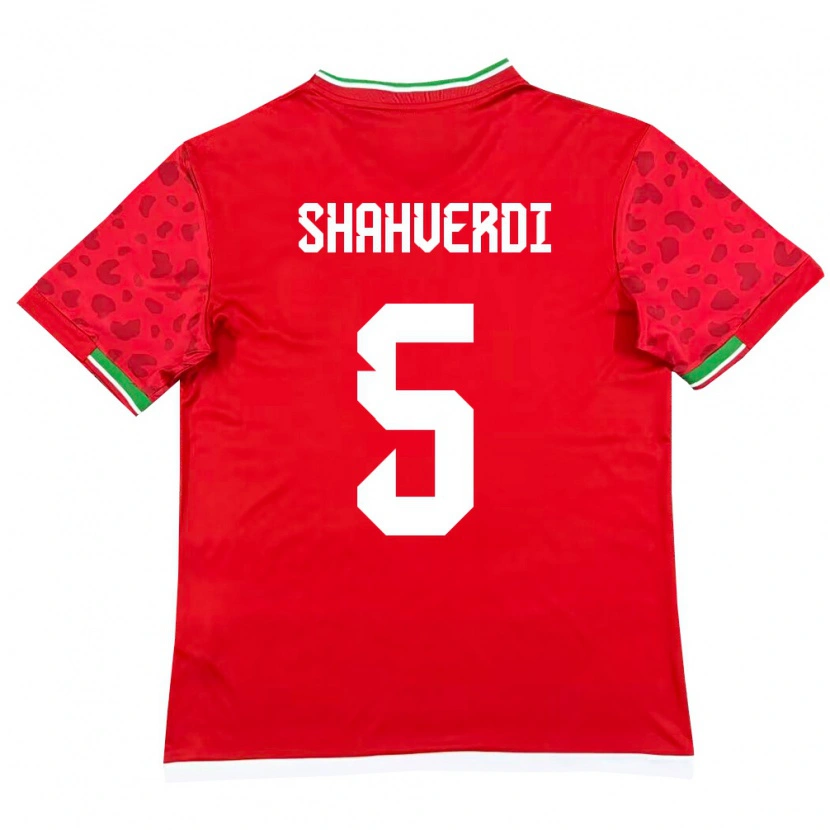 Danxen Pánské Írán Hosein Shahverdi #5 Červená Bílá Daleko Hráčské Dresy 26-28 Dres