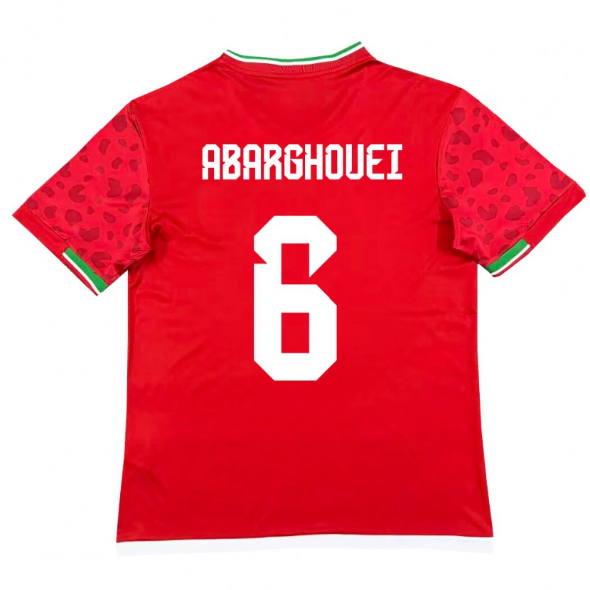 Danxen Pánské Írán Hossein Abarghouei #6 Červená Bílá Daleko Hráčské Dresy 26-28 Dres