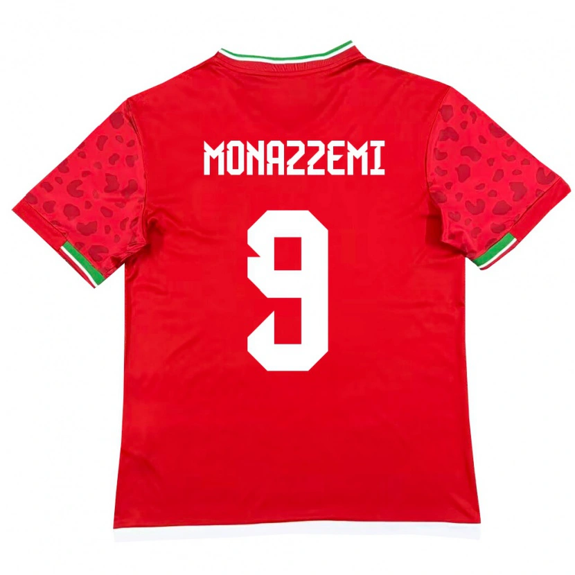 Danxen Pánské Írán Alireza Monazzemi #9 Červená Bílá Daleko Hráčské Dresy 26-28 Dres