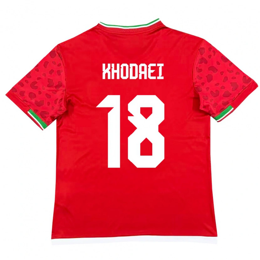 Danxen Pánské Írán Alireza Khodaei #18 Červená Bílá Daleko Hráčské Dresy 26-28 Dres