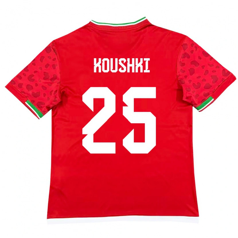 Danxen Pánské Írán Alireza Koushki #25 Červená Bílá Daleko Hráčské Dresy 26-28 Dres