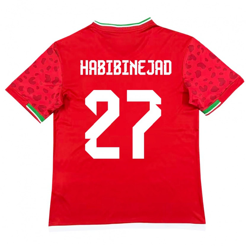 Danxen Pánské Írán Hadi Habibinejad #27 Červená Bílá Daleko Hráčské Dresy 26-28 Dres