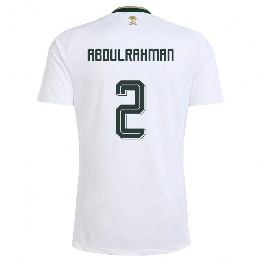 Danxen Pánské Saúdská Arábie Mohammed Abdulrahman #2 Bílá Zelená Zlatá Daleko Hráčské Dresy 26-28 Dres