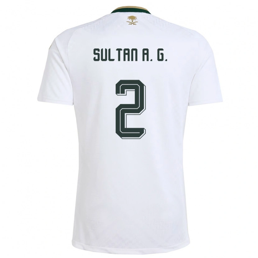 Danxen Pánské Saúdská Arábie Sultan Al-Ghannam #2 Bílá Zelená Zlatá Daleko Hráčské Dresy 26-28 Dres