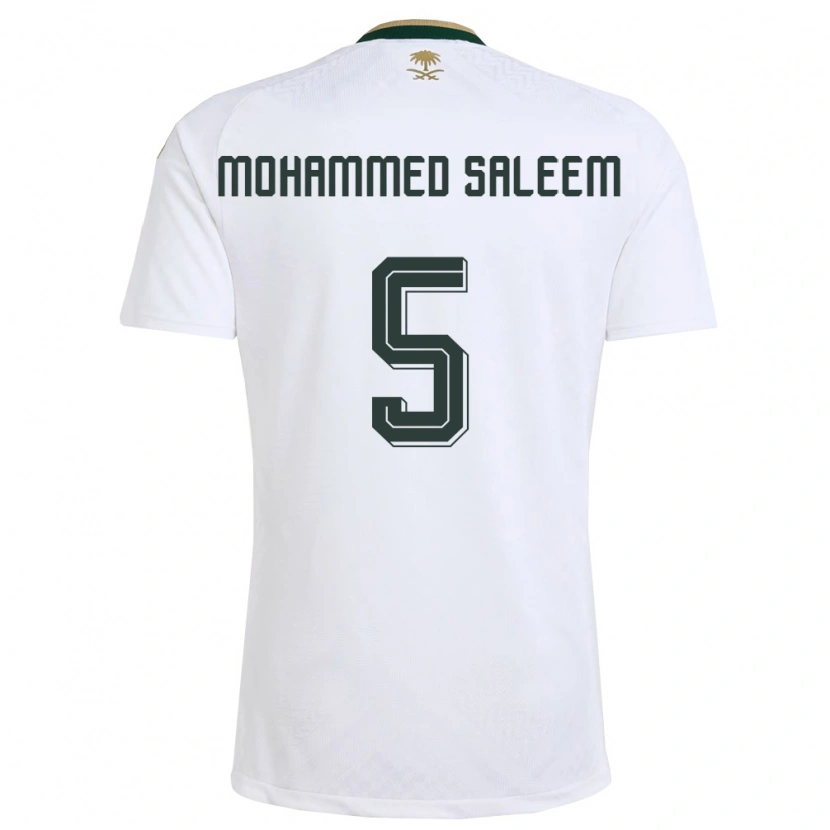 Danxen Pánské Saúdská Arábie Moayad Mohammed Saleem #5 Bílá Zelená Zlatá Daleko Hráčské Dresy 26-28 Dres