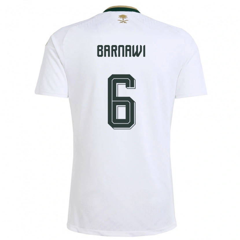 Danxen Pánské Saúdská Arábie Saleh Barnawi #6 Bílá Zelená Zlatá Daleko Hráčské Dresy 26-28 Dres