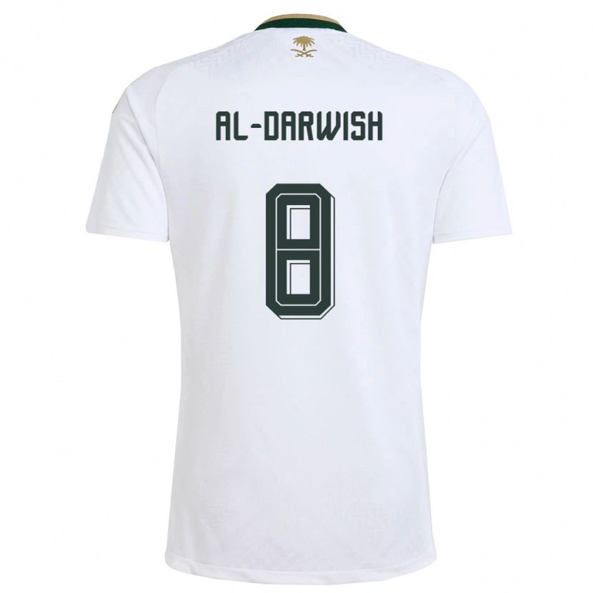 Danxen Pánské Saúdská Arábie Mohammed Al-Darwish #8 Bílá Zelená Zlatá Daleko Hráčské Dresy 26-28 Dres