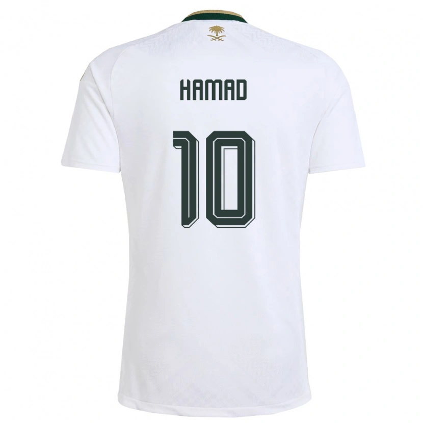 Danxen Pánské Saúdská Arábie Sarah Hamad #10 Bílá Zelená Zlatá Daleko Hráčské Dresy 26-28 Dres
