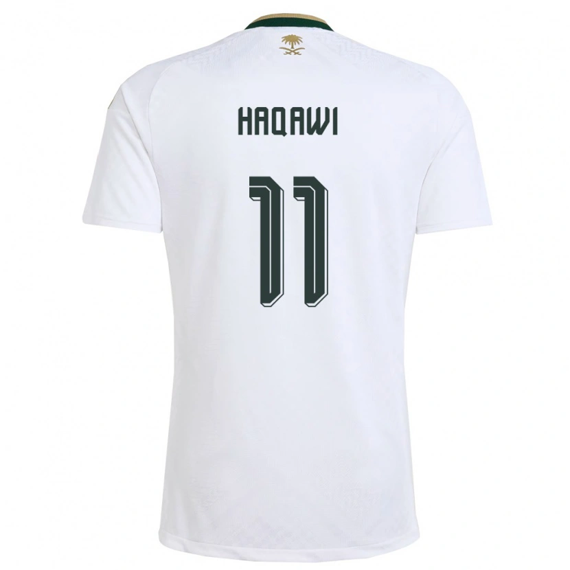 Danxen Pánské Saúdská Arábie Saad Haqawi #11 Bílá Zelená Zlatá Daleko Hráčské Dresy 26-28 Dres
