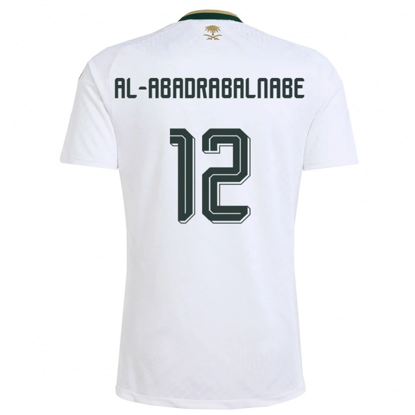 Danxen Pánské Saúdská Arábie Ahmed Musallam Al-Abadrabalnabe #12 Bílá Zelená Zlatá Daleko Hráčské Dresy 26-28 Dres