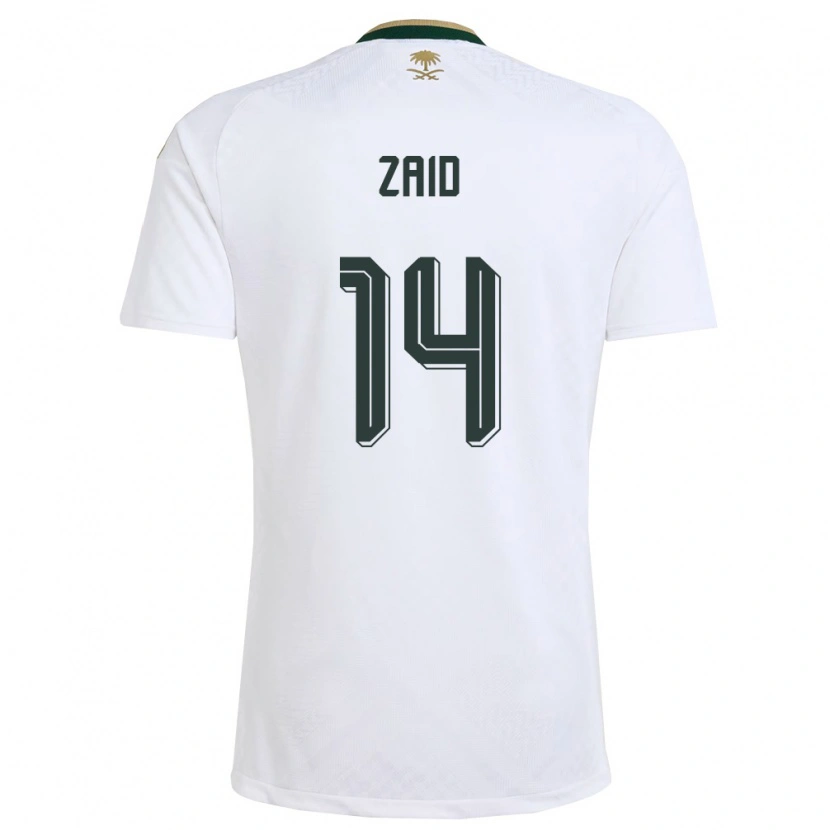 Danxen Pánské Saúdská Arábie Abdullah Zaid #14 Bílá Zelená Zlatá Daleko Hráčské Dresy 26-28 Dres