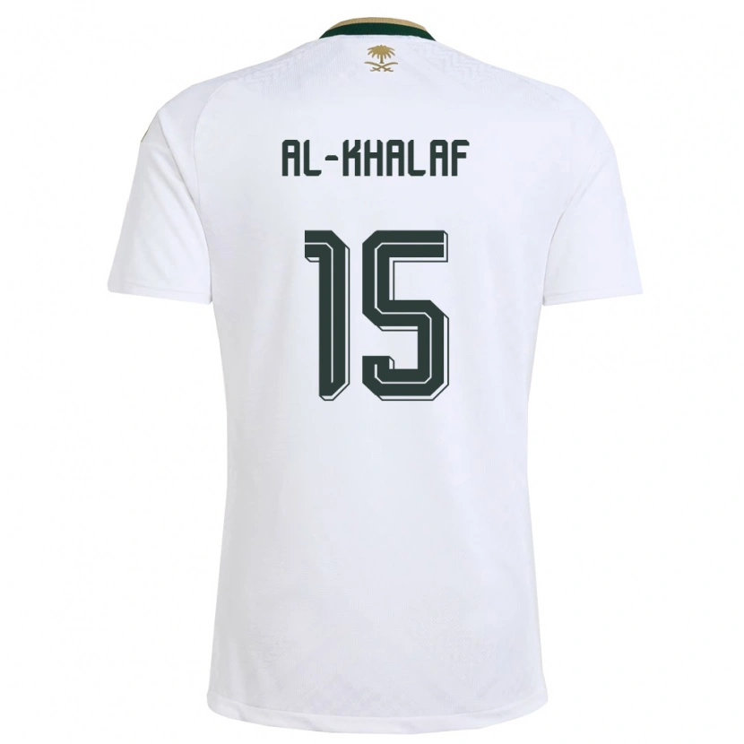 Danxen Pánské Saúdská Arábie Mohammed Al-Khalaf #15 Bílá Zelená Zlatá Daleko Hráčské Dresy 26-28 Dres