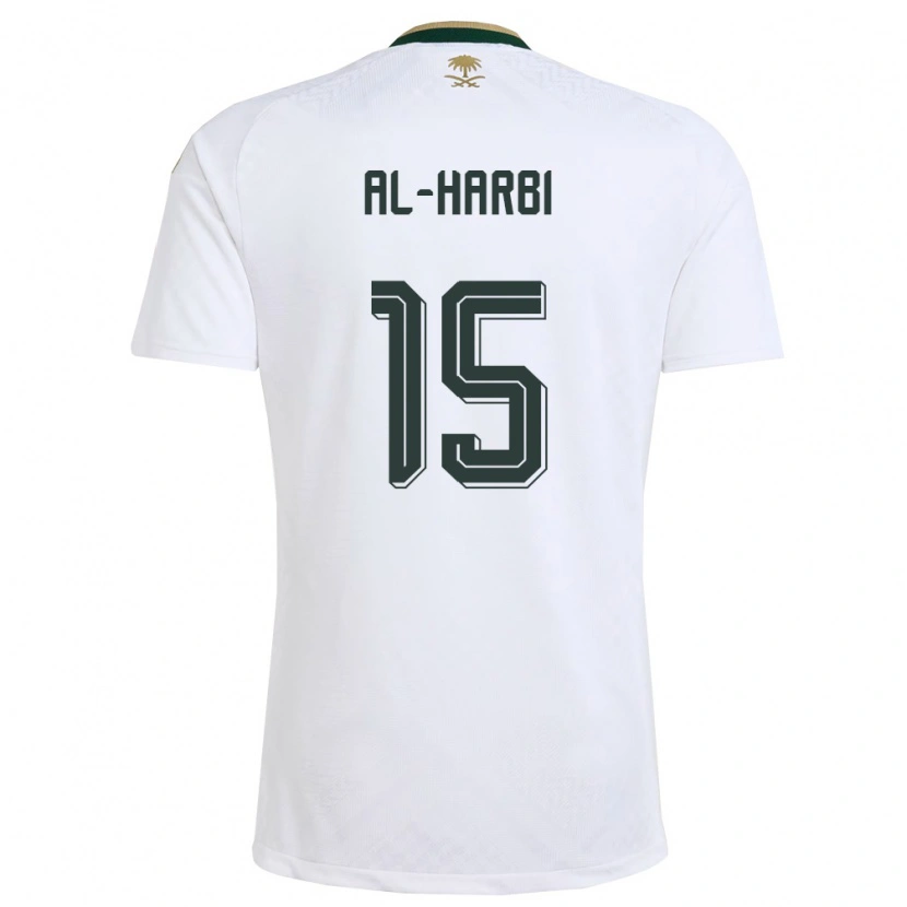 Danxen Pánské Saúdská Arábie Mashael Al Harbi #15 Bílá Zelená Zlatá Daleko Hráčské Dresy 26-28 Dres