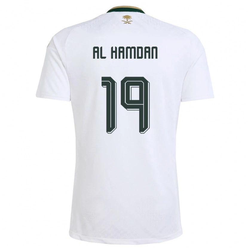 Danxen Pánské Saúdská Arábie Abdullah Al-Hamdan #19 Bílá Zelená Zlatá Daleko Hráčské Dresy 26-28 Dres