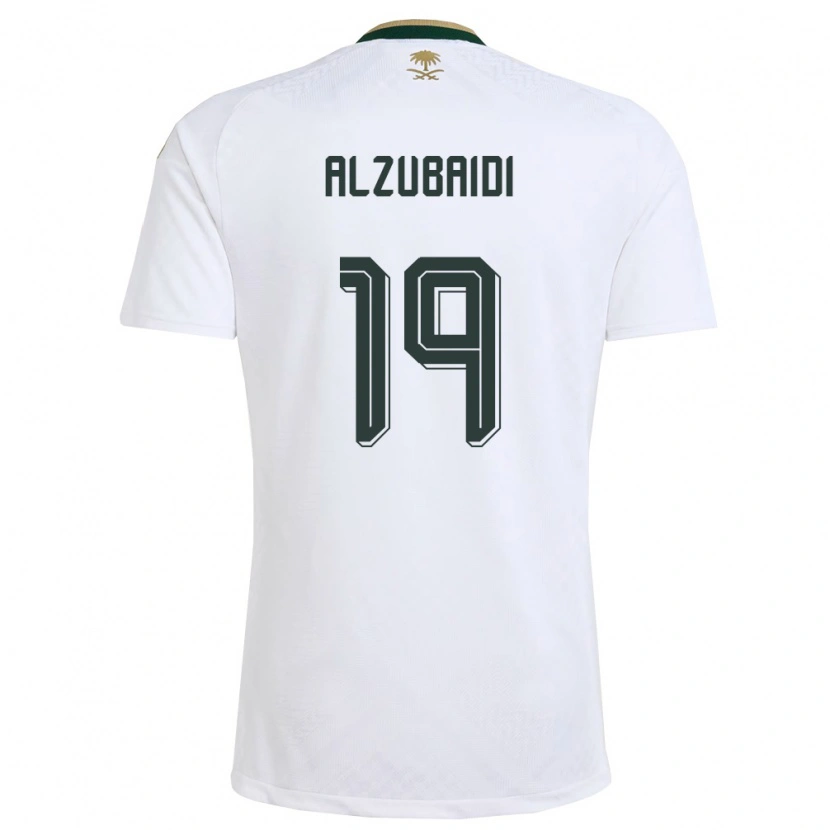 Danxen Pánské Saúdská Arábie Yaseen Alzubaidi #19 Bílá Zelená Zlatá Daleko Hráčské Dresy 26-28 Dres
