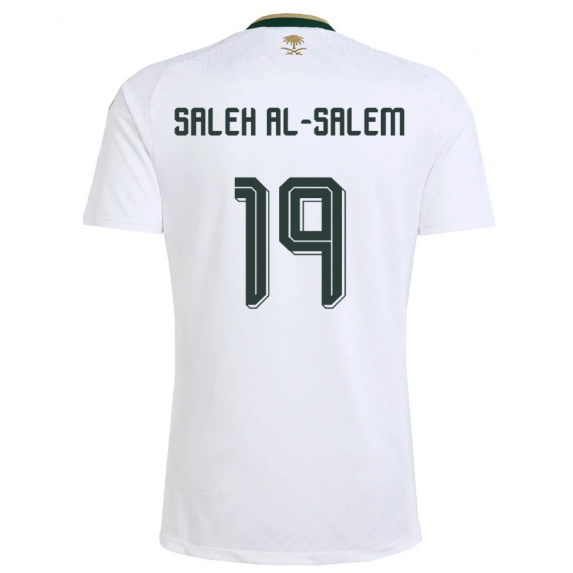 Danxen Pánské Saúdská Arábie Yousef Saleh Al-Salem #19 Bílá Zelená Zlatá Daleko Hráčské Dresy 26-28 Dres