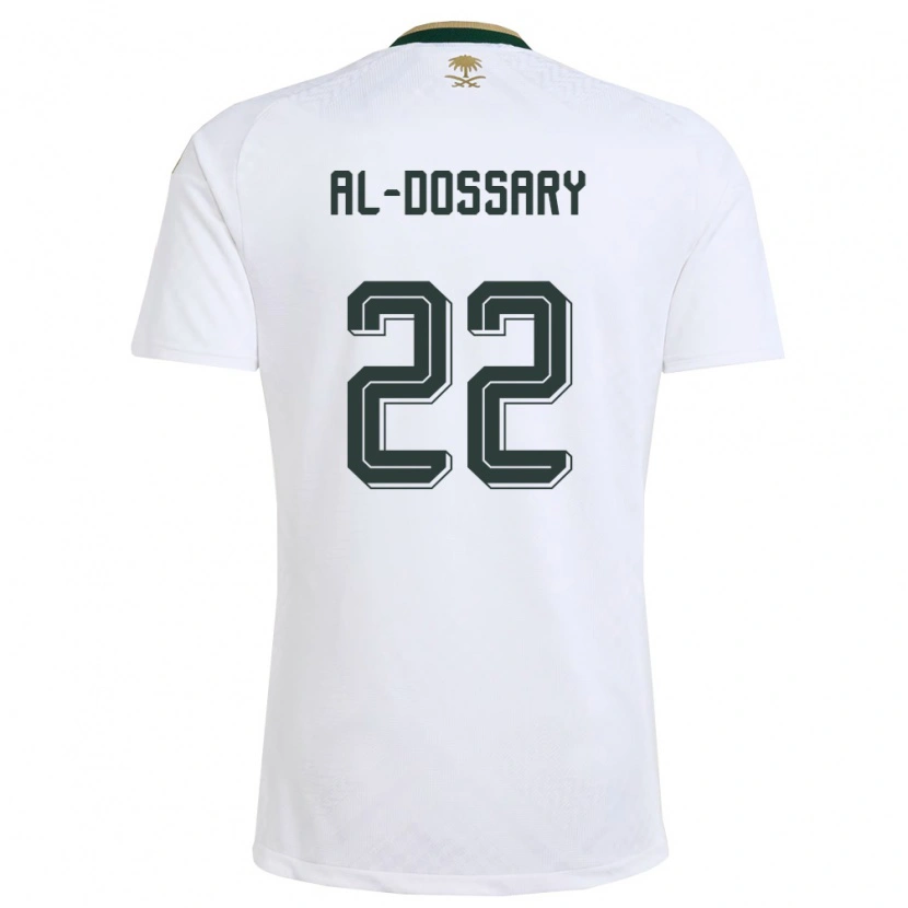 Danxen Pánské Saúdská Arábie Khalid Al-Dossary #22 Bílá Zelená Zlatá Daleko Hráčské Dresy 26-28 Dres