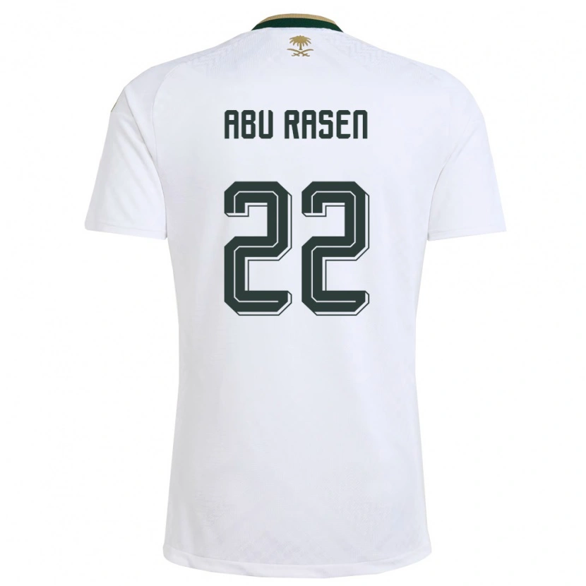 Danxen Pánské Saúdská Arábie Ahmad Abu Rasen #22 Bílá Zelená Zlatá Daleko Hráčské Dresy 26-28 Dres