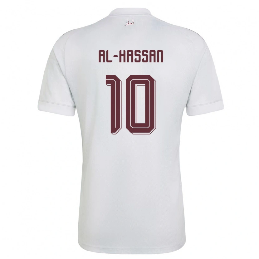Danxen Pánské Katar Ibrahim Al-Hassan #10 Bílá Vínová Daleko Hráčské Dresy 26-28 Dres