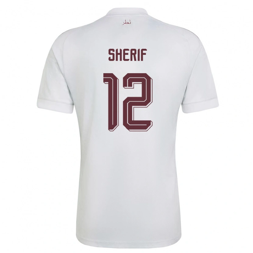 Danxen Pánské Katar Marwan Sherif #12 Bílá Vínová Daleko Hráčské Dresy 26-28 Dres