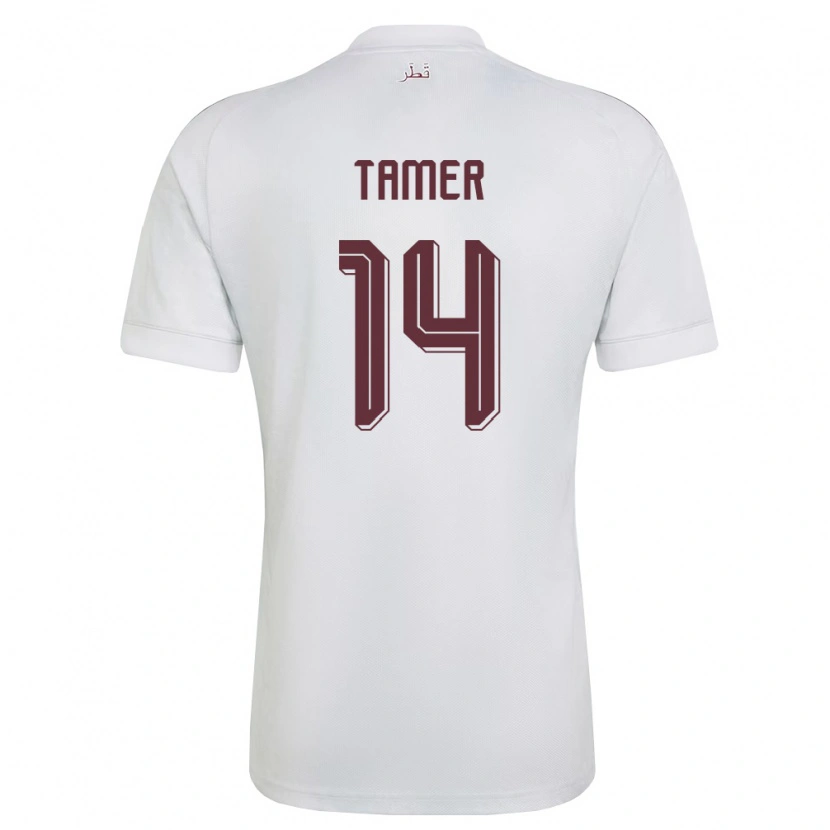 Danxen Pánské Katar Noureldan Tamer #14 Bílá Vínová Daleko Hráčské Dresy 26-28 Dres