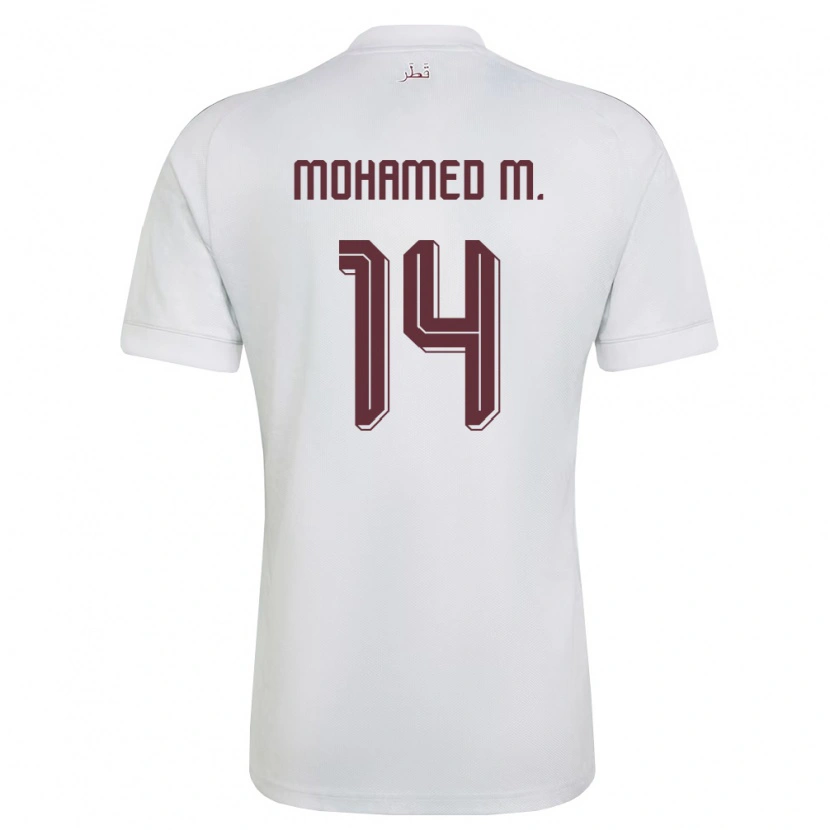 Danxen Pánské Katar Abdalla Mohamed M. #14 Bílá Vínová Daleko Hráčské Dresy 26-28 Dres